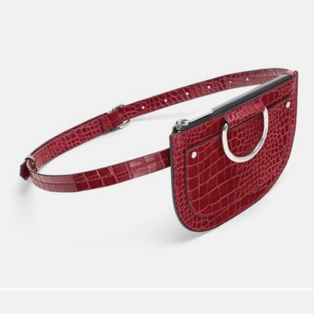 Zara Red Croc Belt Bag Adjustable 3357/004/020